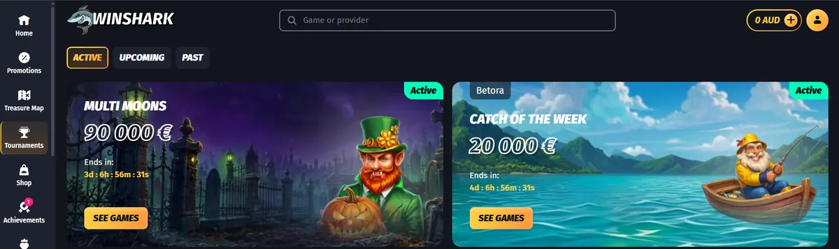 Winshark Casino welcome offer banner